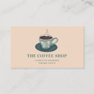 Carte De Visite Illustration d'une tasse de café vert mignon moder