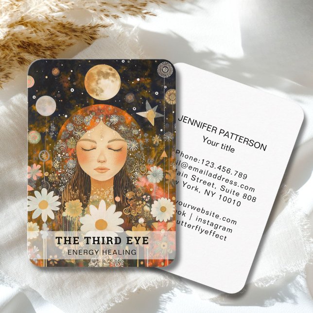Carte De Visite Illustration femme énergie Heiler Reiki Spirituell (Woman Illustration Energy Heiler Reiki Spirituell Business Card)