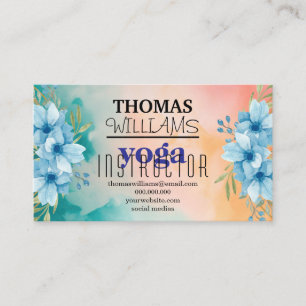 Carte De Visite Illustration florale professeur de yoga Mandala He