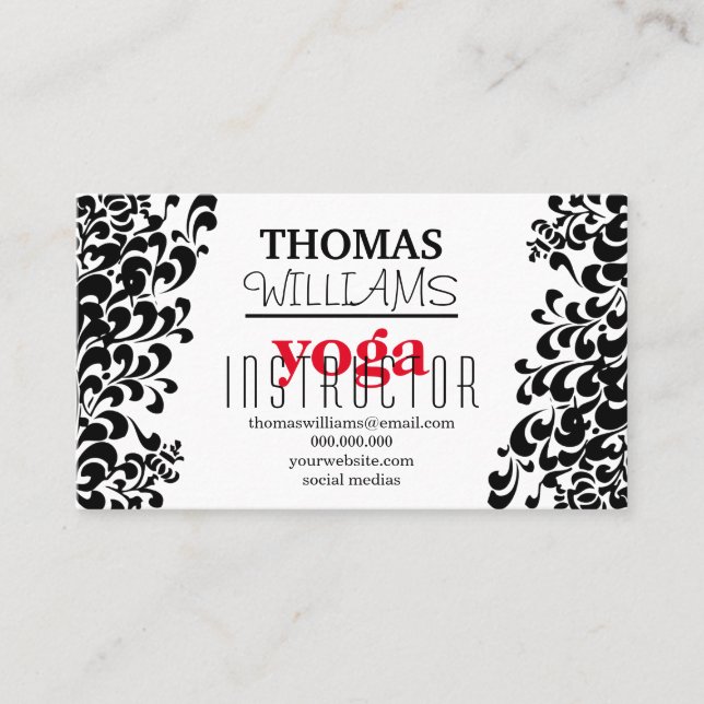 Carte De Visite Illustration florale professeur de yoga Mandala He (Devant)