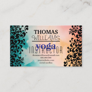 Carte De Visite Illustration florale professeur de yoga Mandala He