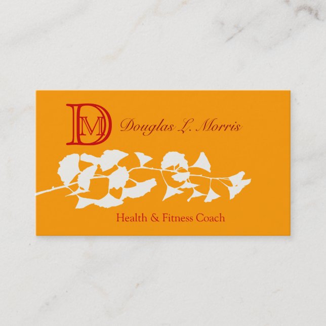 Carte De Visite Illustration Ginkgo    avec Monogramme (Devant)