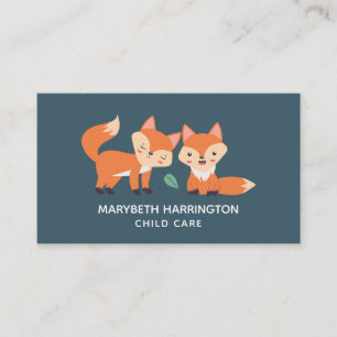 Carte De Visite Illustration graphique de renards orange mignons