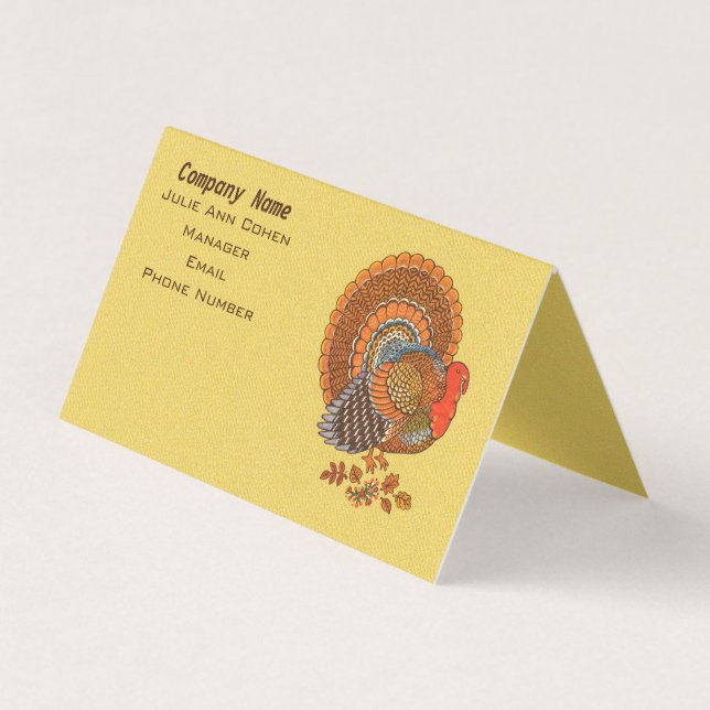 Carte De Visite Illustration Homme Turquie Fanned Tail Autumn Colo (Devant)