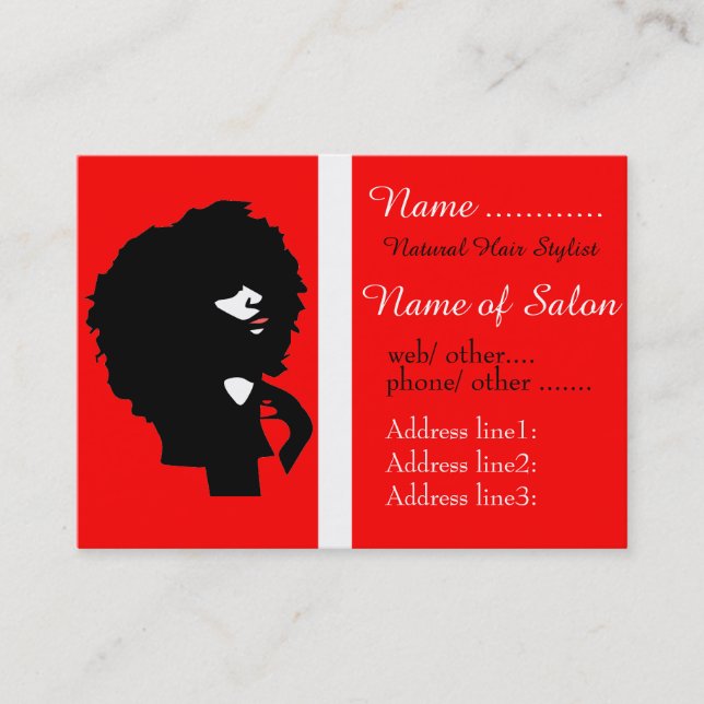 Carte De Visite Illustration naturelle chic de cheveux d'Afro (Devant)