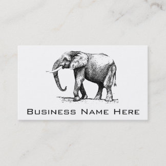 Carte De Visite Illustration noire d'un éléphant