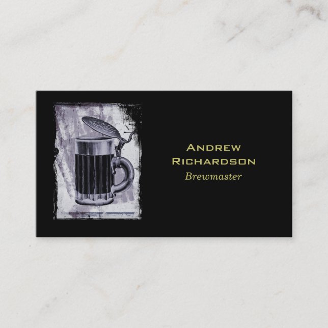 Carte De Visite Illustration Old Beer Stein sur Grunge Arrière - p (Devant)