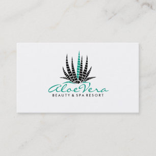 Carte De Visite Illustration Turquoise et blanche moderne Aloe Ver