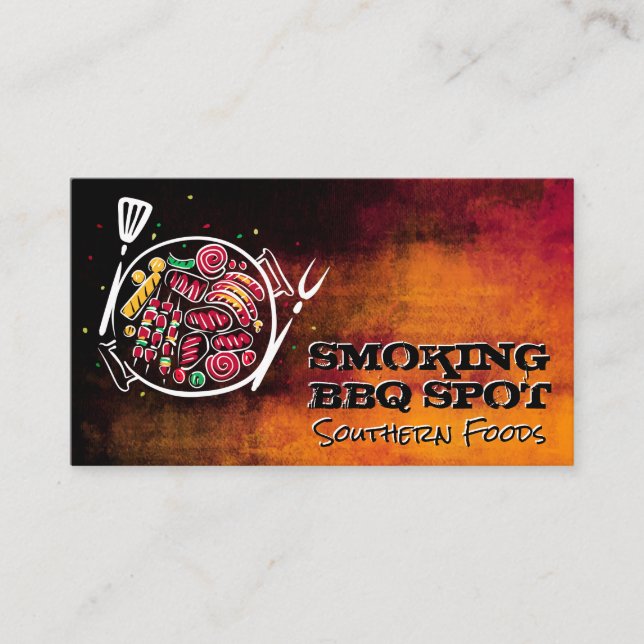Carte De Visite Illustrations d'aliments barbecue | Restaurant (Devant)