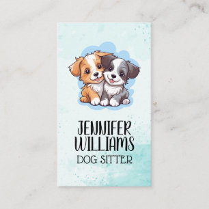 Carte De Visite Illustrations de chiot mignonne Services animaux