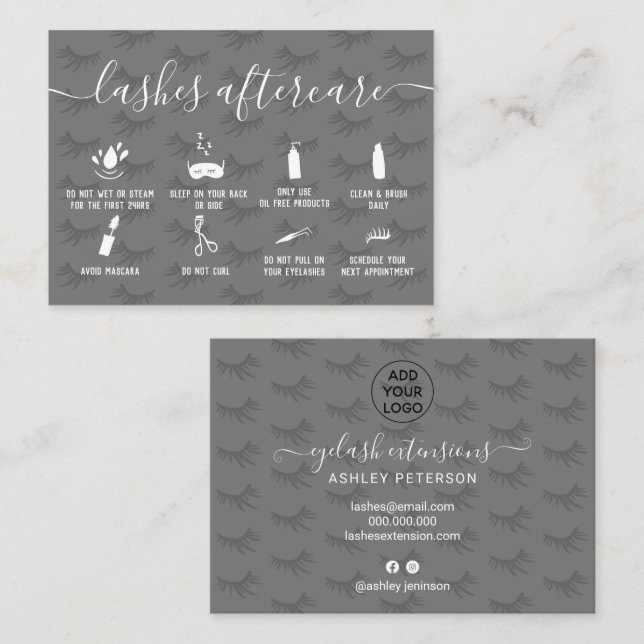 Carte De Visite Illustrations grises des cils élégants (Devant / Derrière)