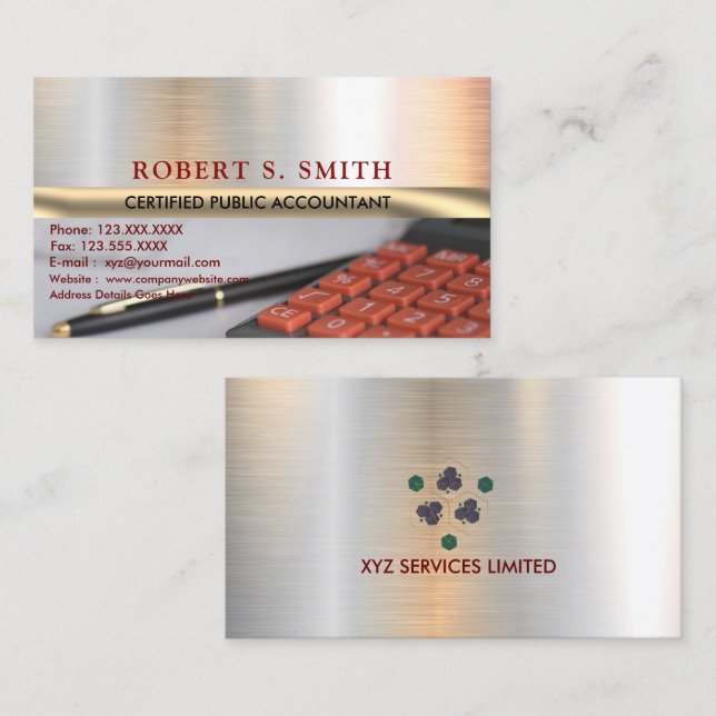 Carte De Visite Image du calculateur CPA de comptable public certi (Devant / Derrière)