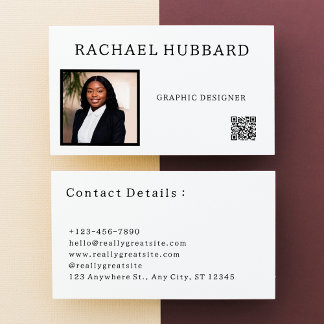 Carte De Visite Image personnalisée professionnelle simple, code Q