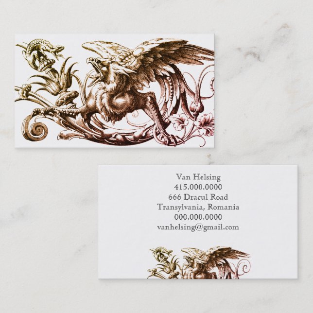 Carte De Visite Imaginaire Grotesque Griffin Ou Griffin (Devant / Derrière)