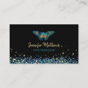 Carte De Visite Imaginaire Turquoise & Parties scintillant or Aqua