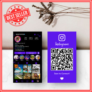 Carte De Visite Immobilier Agent Realtor Instagram Violet Code QR