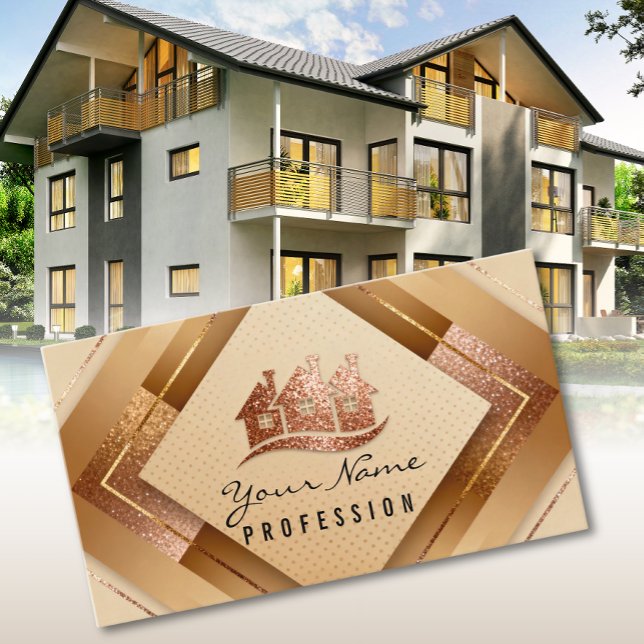 Carte De Visite Immobilier Appartements Accueil Or (Créateur téléchargé)