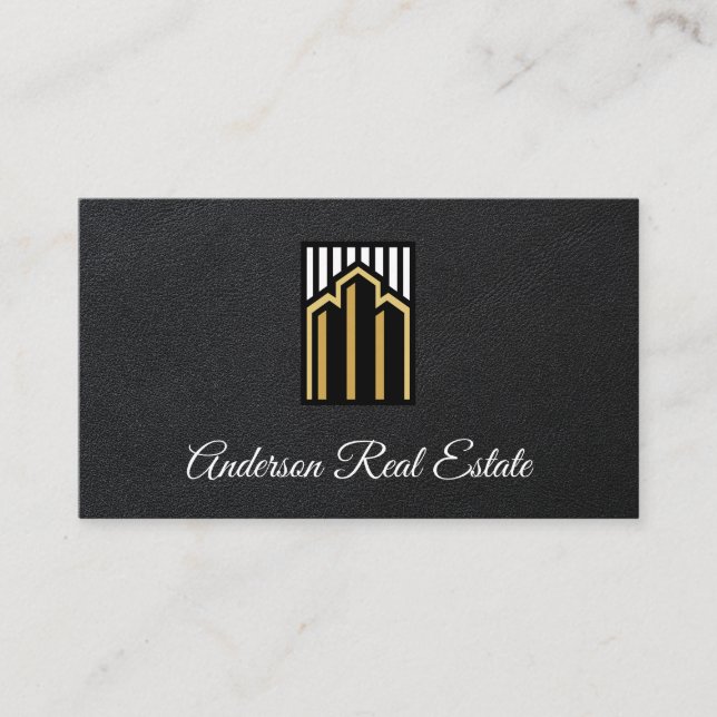 Carte De Visite Immobilier Bâtiment commercial | Cuir (Devant)