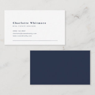 Carte De Visite Immobilier Élégant Minimaliste   Dos Navy Design