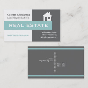 Carte De Visite Immobilier gris, blanc, bleu accrocheur