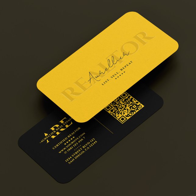Carte De Visite Immobilier Immobilier Jaune Noir Moderne (Realtor Mortgage Real Estate Yellow Black Modern Business Card
)