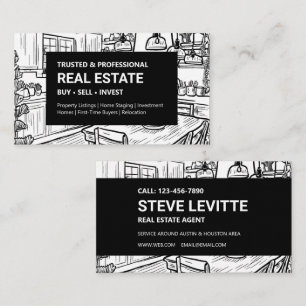 Carte De Visite Immobilier intérieur noir et blanc