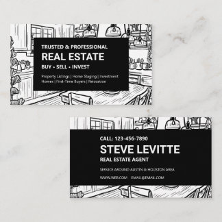 Carte De Visite Immobilier intérieur noir et blanc