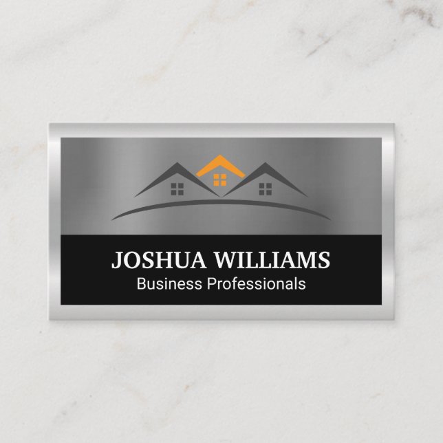 Carte De Visite Immobilier | Maisons | Bordure Argent (Devant)