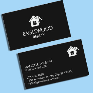 Carte De Visite Immobilier minimaliste noir blanc