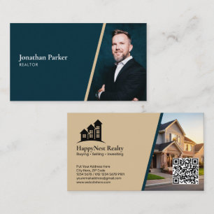 Carte De Visite Immobilier moderne avec photo et code QR