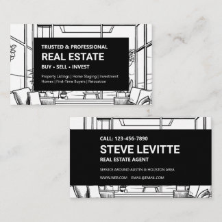 Carte De Visite Immobilier moderne noir et blanc