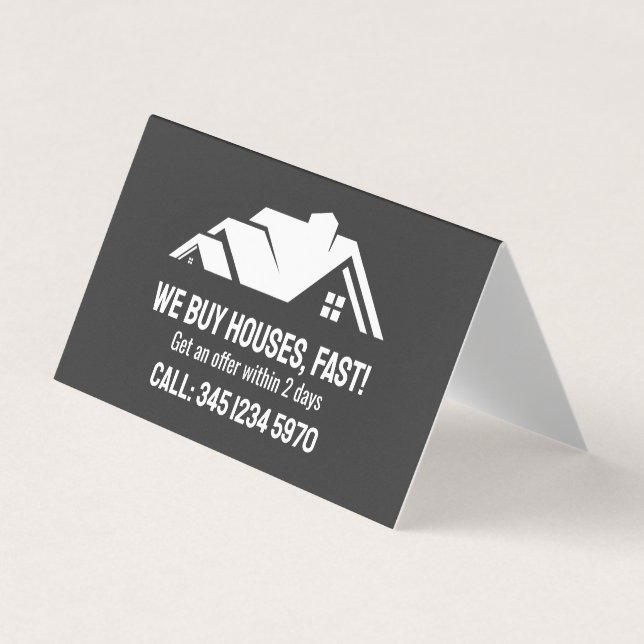 Carte De Visite 🏘️ Immobilier Nous Achetons Maisons QR Folded (Devant)