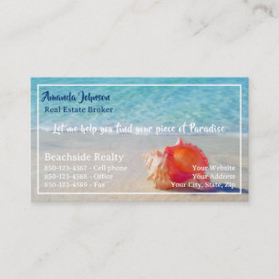 Carte De Visite Immobilier Pièce de Paradise Beach Waves Seashell