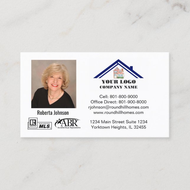 Carte De Visite Immobilier professionnel Ajouter un logo photo Cod (Devant)