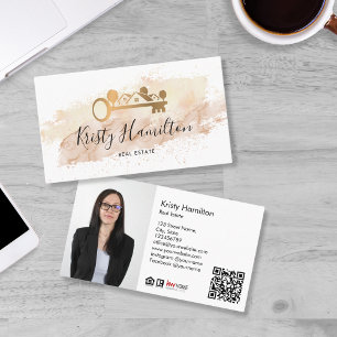 Carte De Visite Immobilier professionnel courtier clé photo code Q