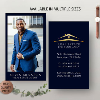 Carte De Visite Immobilier professionnel Elegant Navy