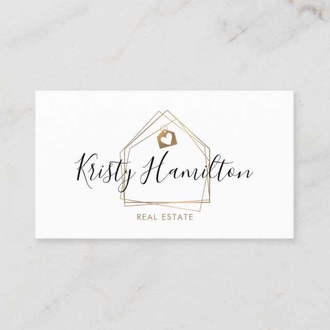 Carte De Visite immobilier professionnel maison courtier or (Devant)