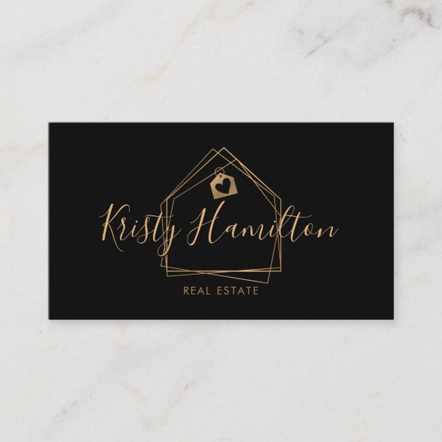 Carte De Visite immobilier professionnel maison courtier or (Devant)
