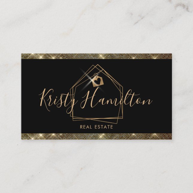 Carte De Visite immobilier professionnel maison courtier or (Devant)