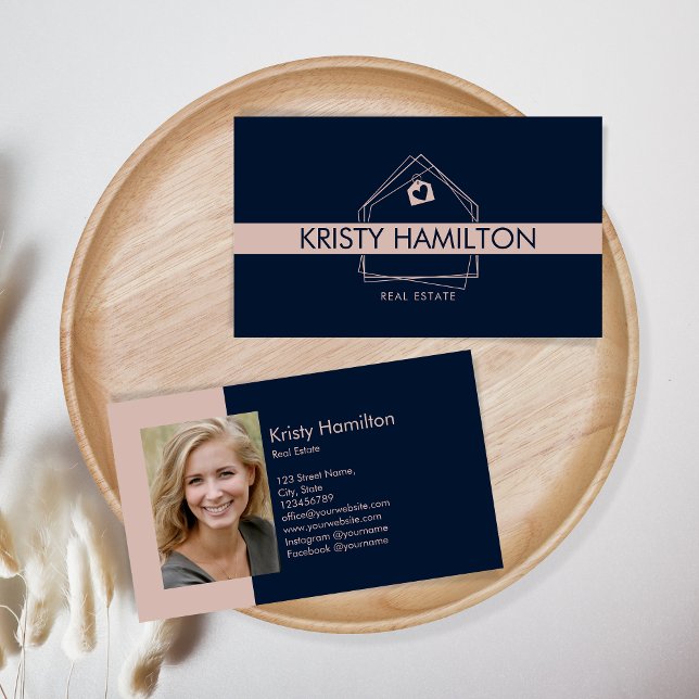 Carte De Visite Immobilier Professionnel Moderne Réalisateur Ajout (Front and Back Side with an original logo by Savanamm)