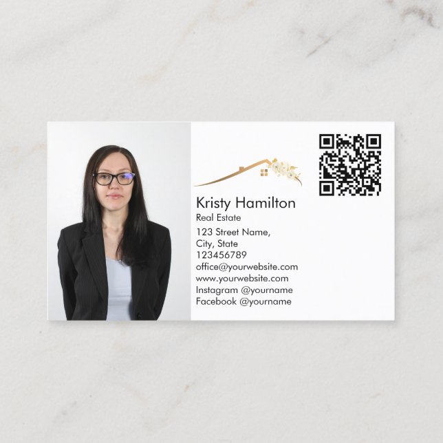 Carte De Visite immobilier professionnel realtor ajouter photo cod (Dos)