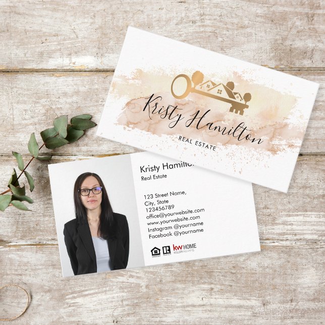 Carte De Visite immobilier professionnel realtor key ajouter photo (Créateur téléchargé)