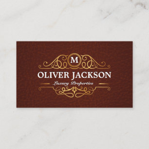 Carte De Visite Immobilier   Propriétés Gold Luxury   Cuir