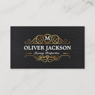 Carte De Visite Immobilier   Propriétés Gold Luxury   Cuir