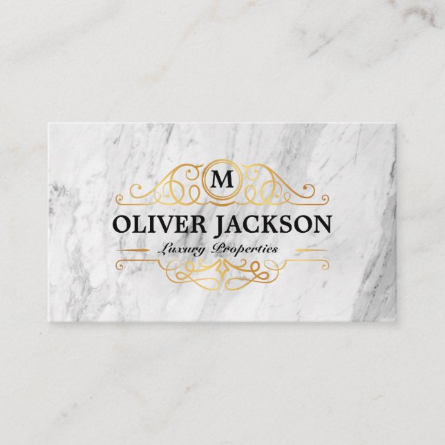 Carte De Visite Immobilier | Propriétés Gold Luxury | Marbre (Devant)