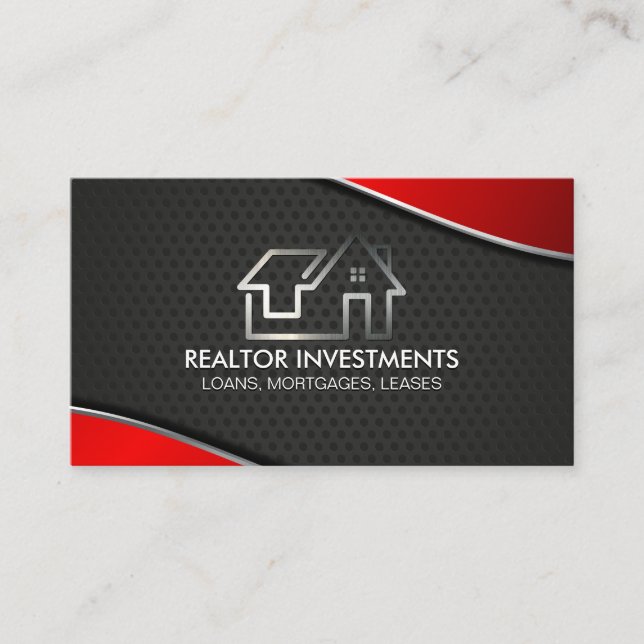 Carte De Visite Immobilier | Rouge métallique | Mesh (Devant)