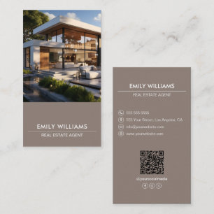 Carte De Visite Immobilier Taupe Photo QR Code Social Media