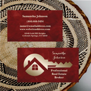 Carte de visite immobilier Velvet Scarlet Gold Key