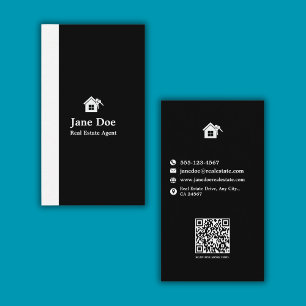 Carte De Visite Immobilier Vertical Noir Blanc