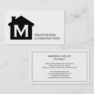 Carte De Visite Immobiliers de monogramme d'architecte moderne
